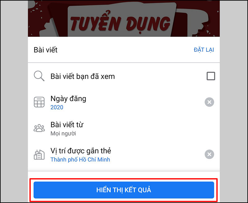 Chọn Hiển thị kết quả